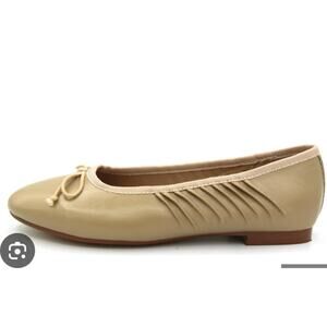 Emerald Label Beige Pleated Ballet Flat 158